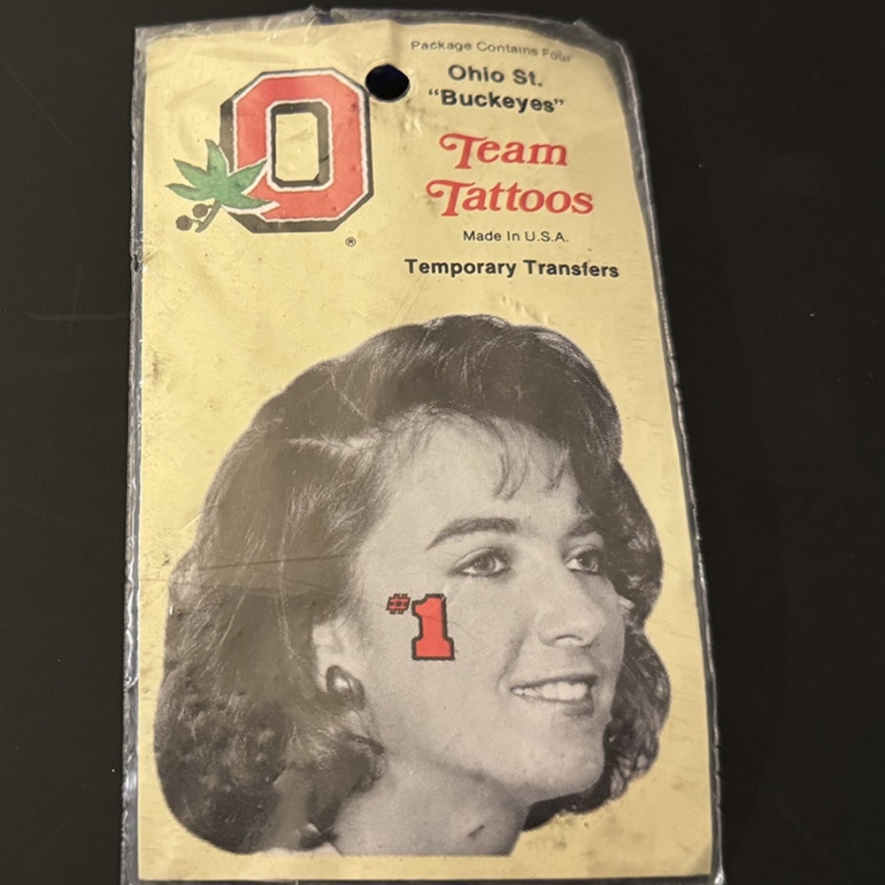 Vintage package of Ohio State Buckeyes Temporary Team Tattoos